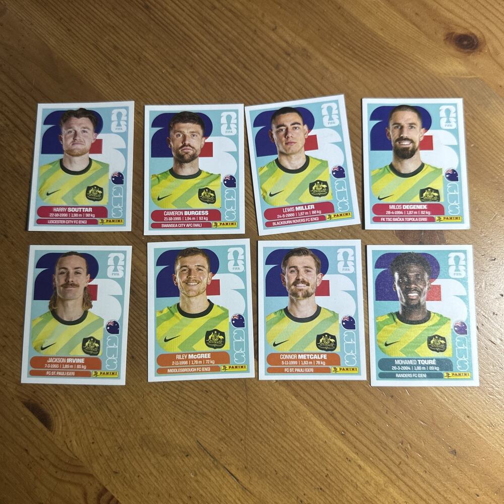 2026 Panini FIFA World Cup Australia - 8 AUS Sticker Lot 4/8/9/10/11/12/15/20